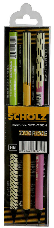 Олівець графітний SCHOLZ (128-3SCH) ZEBRINE, HB, 180мм, круглий